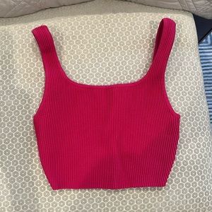 Babaton Sculpt Knit Crop Top in Pink- Size XS
